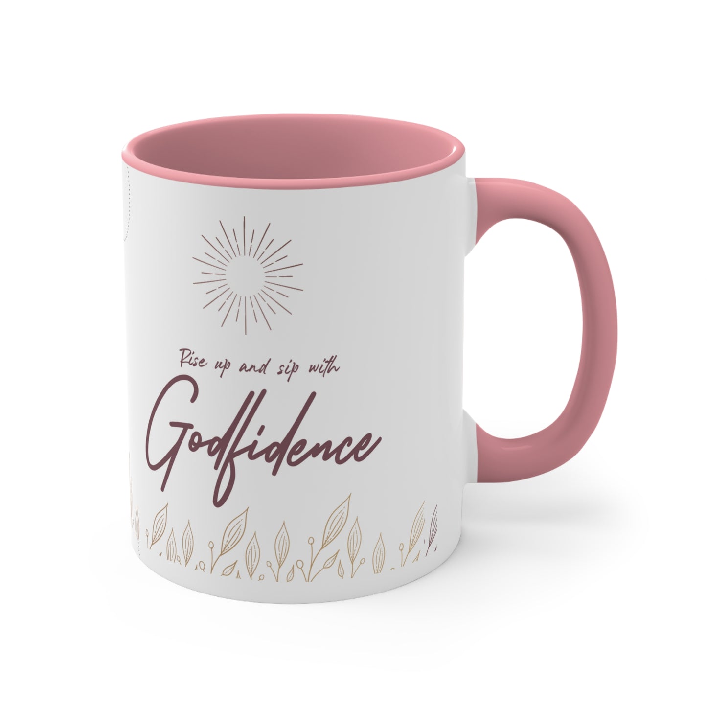 Godfidence Mug - Cursive Text - Mauve, 11oz
