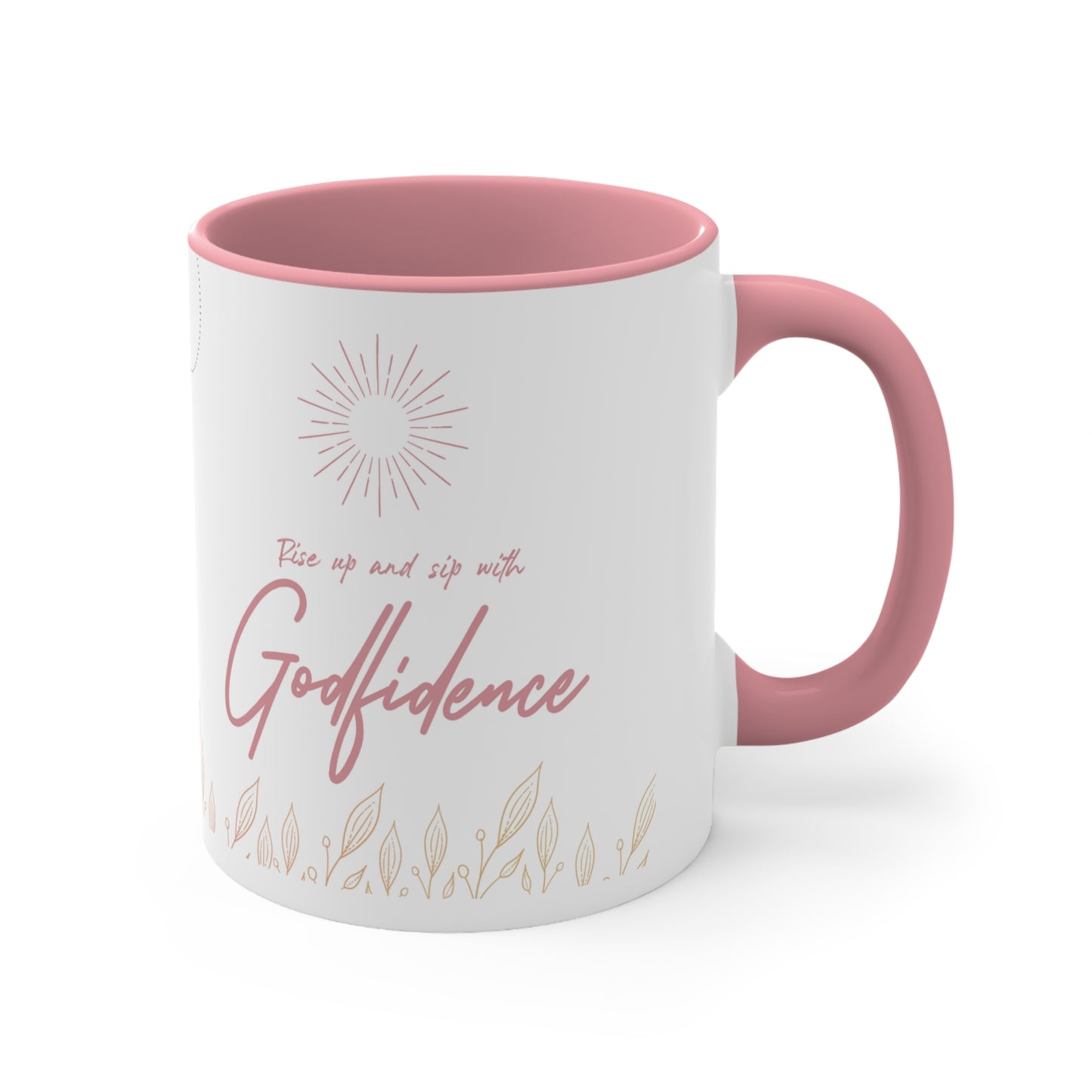 Godfidence Mug - Cursive Text - Pink, 11oz